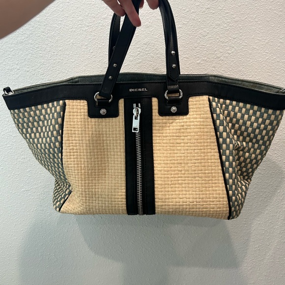 Diesel Rare EUC Raffia and Denim Handbag - Picture 2 of 9